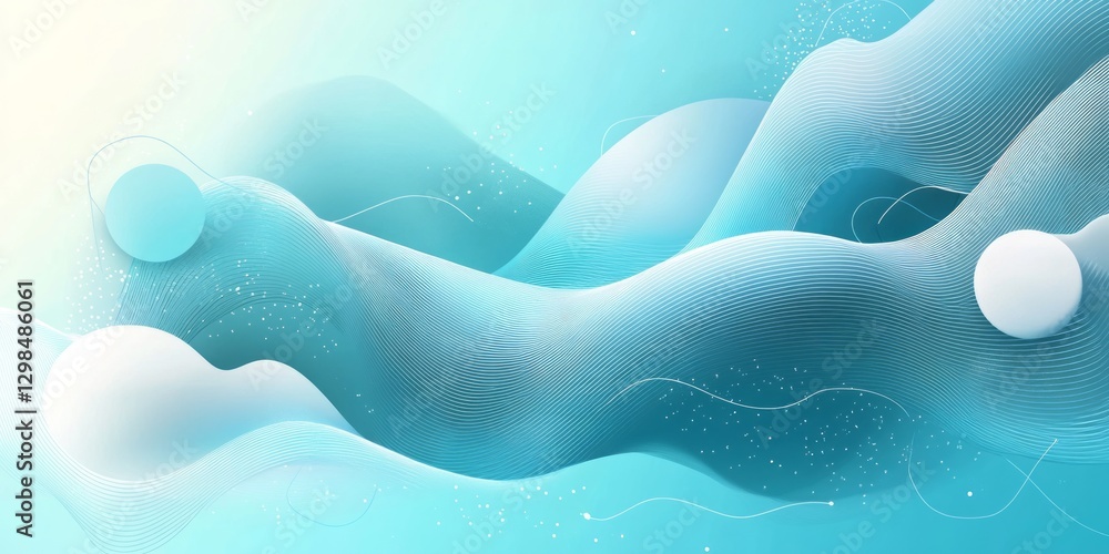 Poster abstract background features flowing lines and smooth shapes in blue