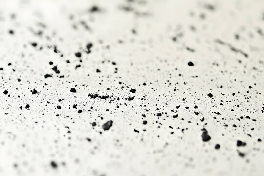 A close-up of white micro-cement with black speckles, high resolution