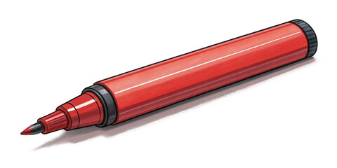 Red Marker Pen with Cap Off, Isolated on Transparent Background for Digital and Print Design
Realistic Red Permanent Marker with Fine Tip, Isolated PNG for Graphic Designers