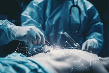 Surgeons performing minimally invasive surgery with advanced technology, showcasing precision and innovation in healthcare.