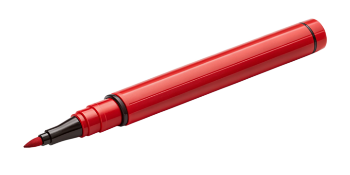 Red Marker Pen with Cap Off, Isolated on Transparent Background for Digital and Print Design
Realistic Red Permanent Marker with Fine Tip, Isolated PNG for Graphic Designers