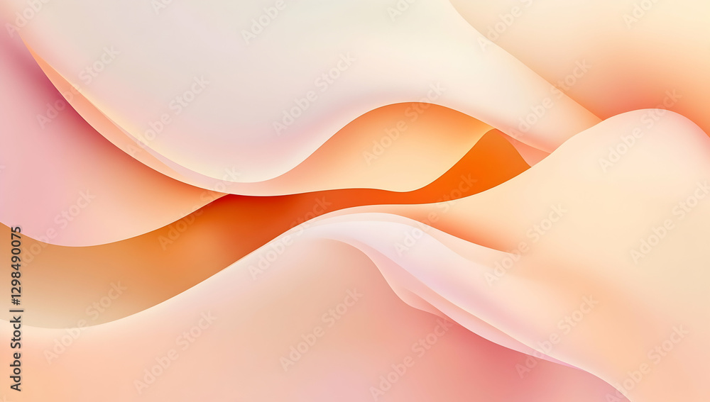 Poster light orange gradient background with smooth curved lines, flat design , soft edges and blurred deta