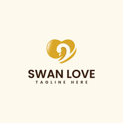 Golden heart logo with stylized swan design