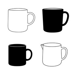 line art vector illustration collection of coffee mug . isolate on a white background.