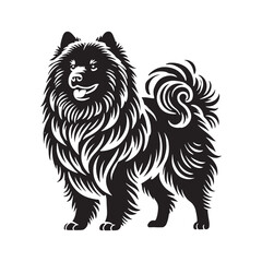 Finnish Lapphund Dog Silhouette - Finnish Lapphund Dog Vector - Minimalist Dog Illustration.