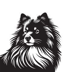 Finnish Lapphund Dog Silhouette - Finnish Lapphund Dog Vector - Minimalist Dog Illustration.