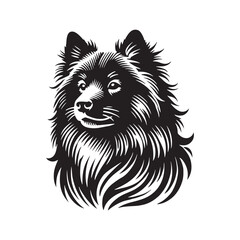 Finnish Lapphund Dog Silhouette - Finnish Lapphund Dog Vector - Minimalist Dog Illustration.
