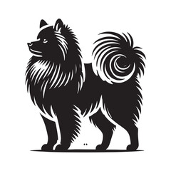 Finnish Lapphund Dog Silhouette - Finnish Lapphund Dog Vector - Minimalist Dog Illustration.