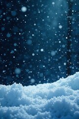 Obraz premium Heavy snowfall against black, icy winter scene, monochrome, stillness