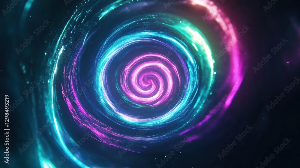 Aufkleber Colorful swirling vortex creating a captivating visual experience in a digital environment during a cosmic exploration. Generative AI