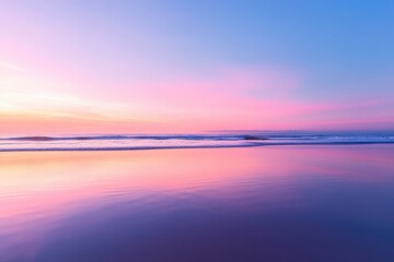 Fototapeta premium Sunset beach with pastel colors and reflections