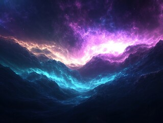 Fototapeta premium misty fractals glowing cyber space layered --ar 4:3