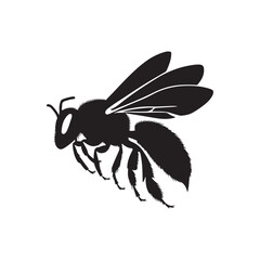 Honey Bee icon, honey bee silhouette on white background