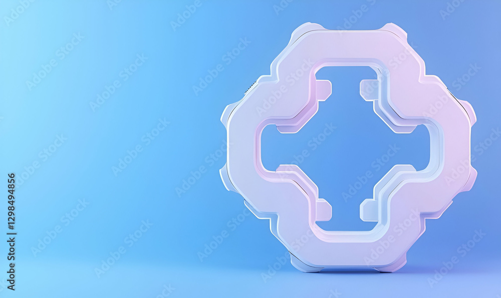 Poster abstract geometric shape on gradient blue background with shadows