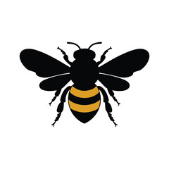 Honey Bee icon, honey bee silhouette on white background