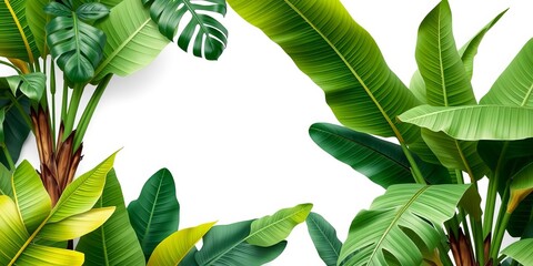 3d illustration of hardy banana plant with lush green leaves and yellow fruits, yellow, 3d