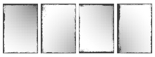 Grunge textured halftone frame set, set of grunge banner, grunge frames, Overlay texture set, old, vintage, Vector collection, Different types of texture Background, brush, rough, paint, damaged