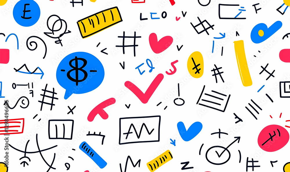 Poster colorful abstract patterns with geometric shapes and icons