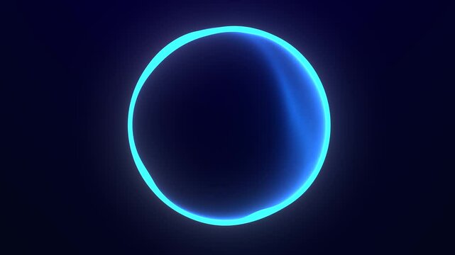 Blue fluid looped glowing abstract energy sphere with particle field.Design of futuristic neon plasma ball. Technology, science, engineering concept for background.