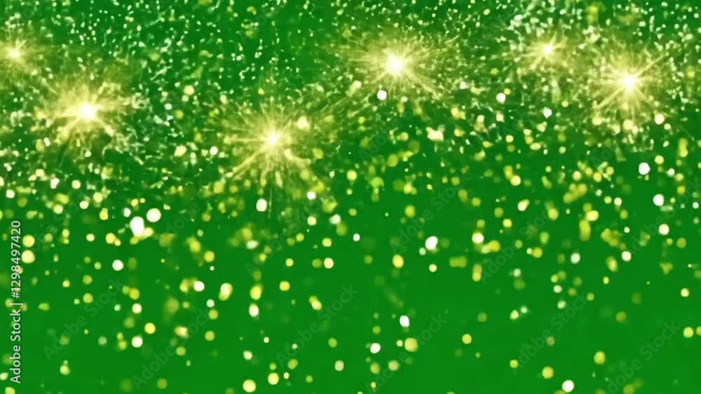 Poster emerald sparkle: a vibrant emerald background sparkles with shimmering specks and radiant bursts of 