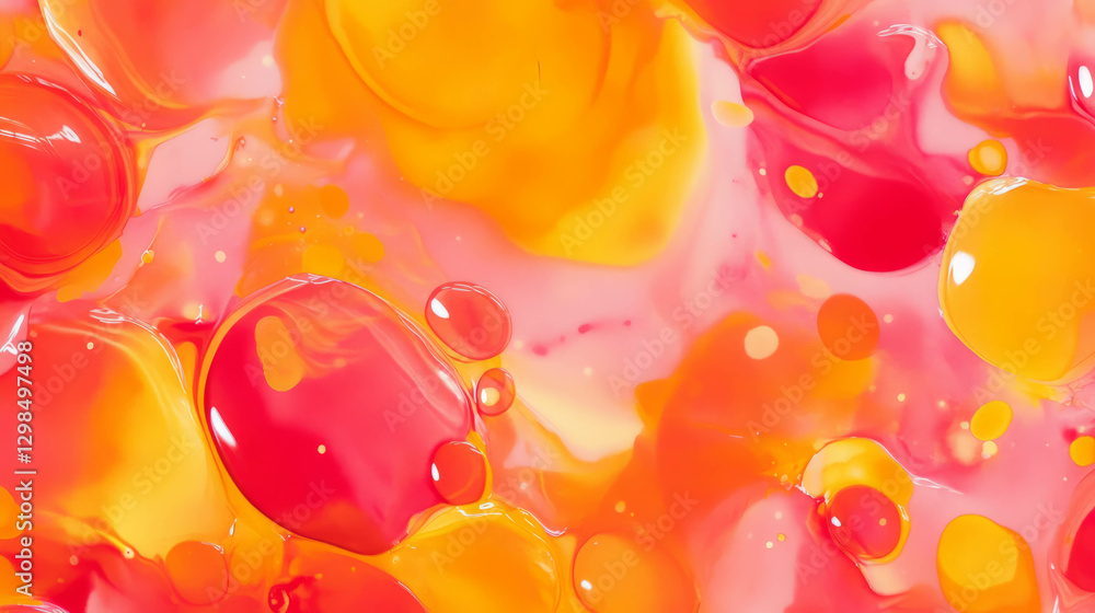 Poster vibrant abstract background with overlapping red and yellow ink blots for creative design projects