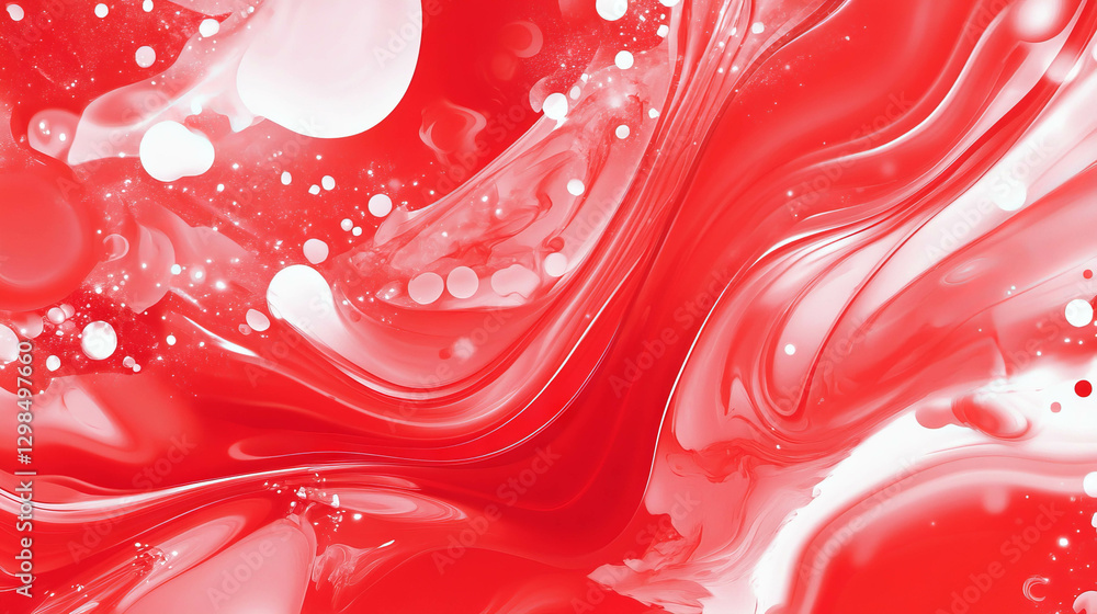 Poster vibrant red ink blot background with dynamic swirls for artistic design