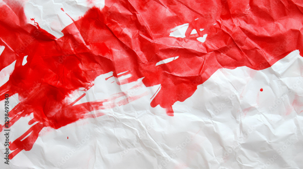 Poster abstract red ink blot design on crumpled paper background for creative projects