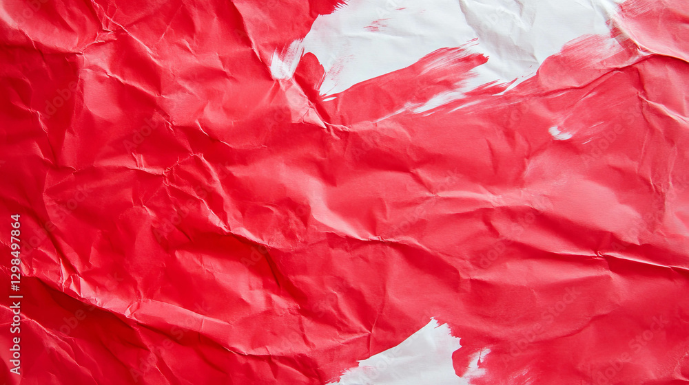 Poster abstract red ink blot and crumpled paper texture for creative design projects