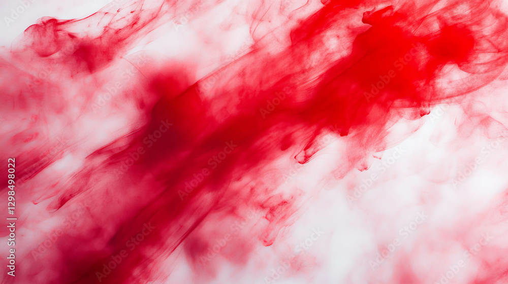 Poster abstract red ink blot background with light rays effect for creative design