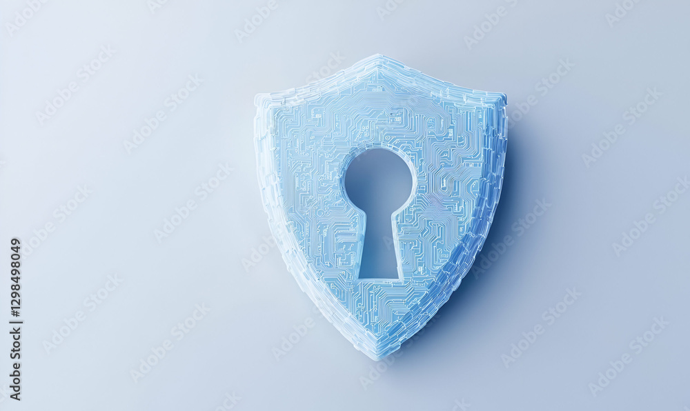 Poster digital shield concept with keyhole and circuit patterns for security