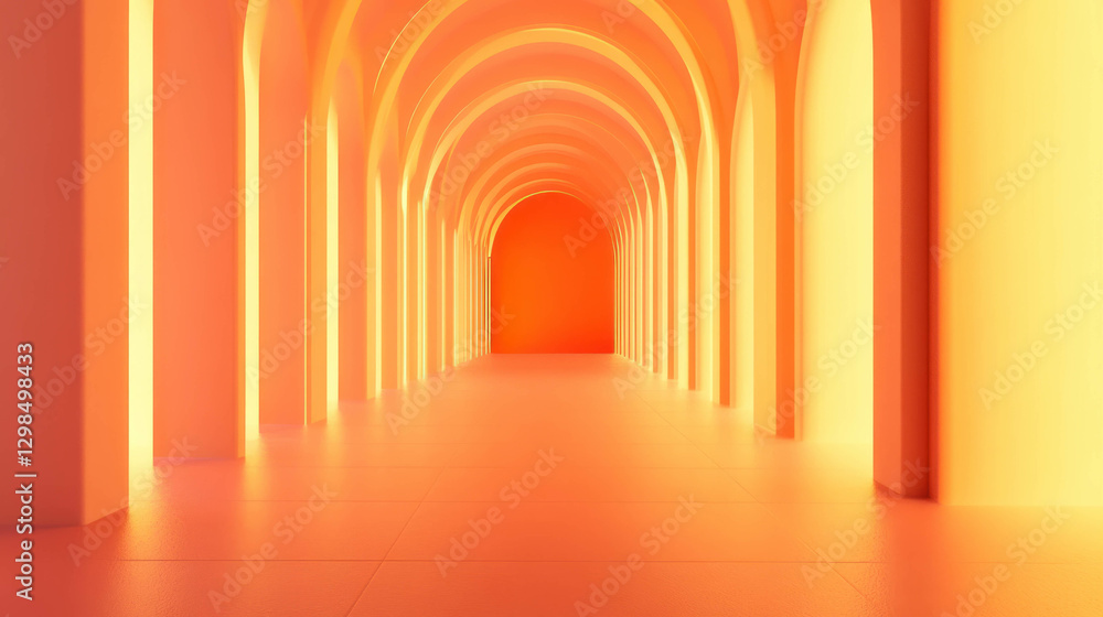 Aufkleber endless corridor of repeating arches creating a warm geometric pattern