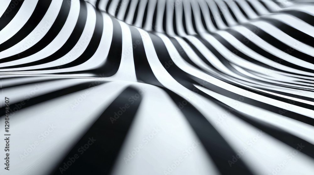 Poster abstract illusion of repeating black and white curved patterns for modern design