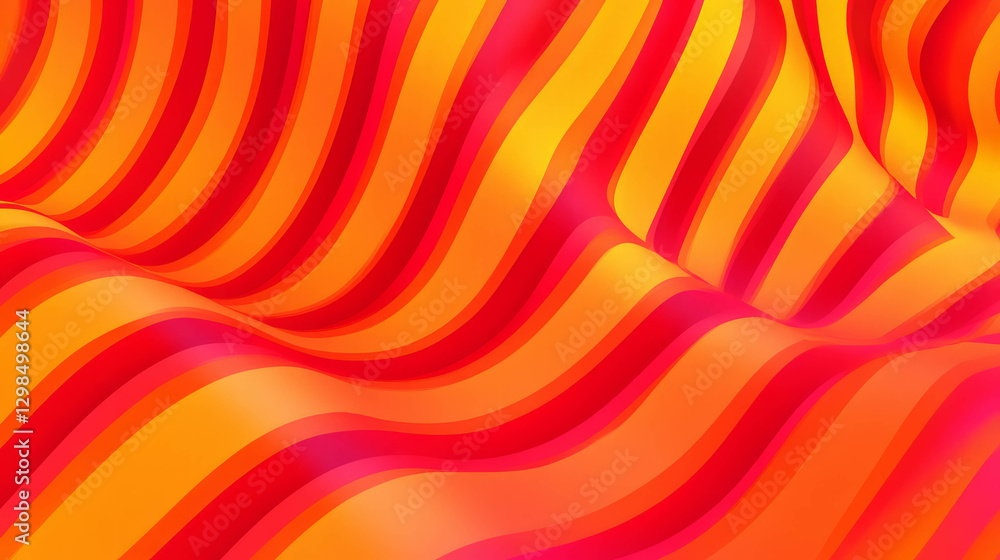 Poster vibrant abstract waves with repeating patterns in warm tones for creative design