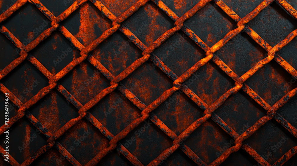 Poster rustic metal mesh pattern with dark background for industrial design projects