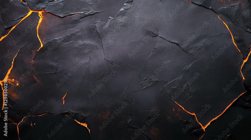 Poster abstract ink blot background with textured lava cracks in dark surface