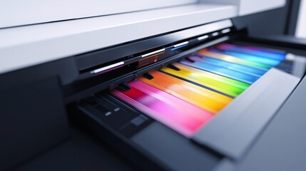 Printing line in a printing house. Modern printing technology.