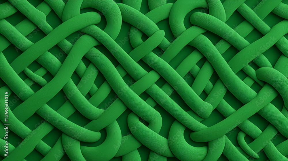 Poster Green Abstract Lines Creating Intricate Woven Textures and Patterns