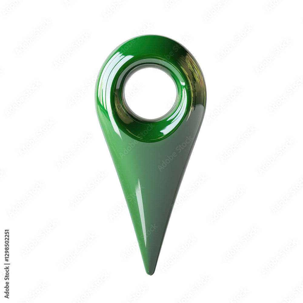 Poster green location pin pointer icon featuring a glossy finish and modern design isolated on a perfect fo