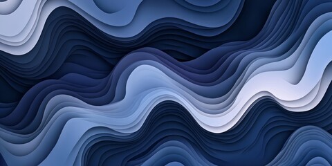 Fototapeta premium Abstract blue layered waves creating an artistic visual depth