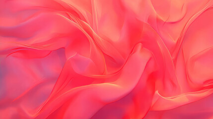 Obraz premium Elegant flowing chiffon fabric texture in soft pink and coral hues for design backgrounds
