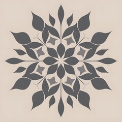 Symmetrical floral graphic design displayed against a light neutral background