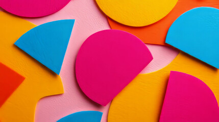 Vibrant abstract composition with colorful felt shapes for creative background design