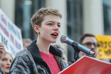 Young activist delivers passionate speech at rally advocating for social change