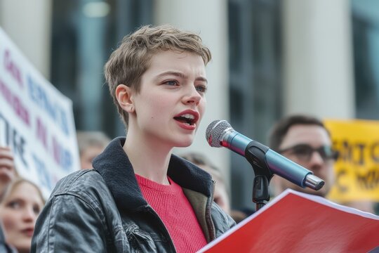 Young activist delivers passionate speech at rally advocating for social change