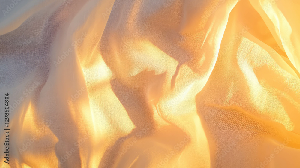 Poster soft light filtering through sheer fabric creating a warm calming ambiance