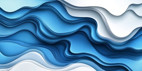 Fototapeta premium Abstract layers of blue and white create a wavy design