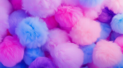 Fototapeta premium Colorful soft pom poms texture for creative background design