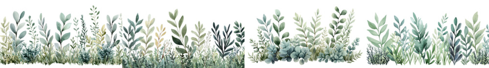 Lush green foliage botanical background with an elegant minimalist texture pattern of various leaves branches and plants  The image exudes a sense of tranquility serenity