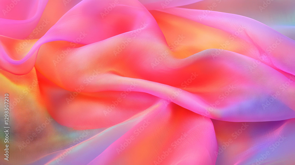 Poster elegant flow of vibrant silk scarves creating a soft and colorful background texture