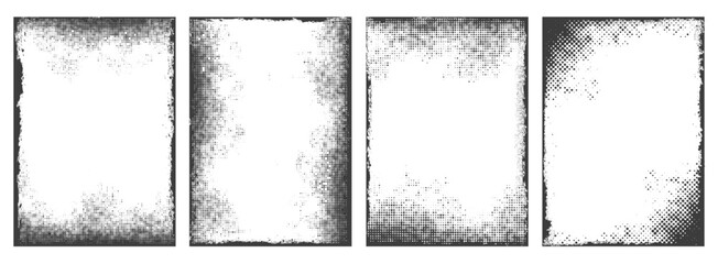 Grunge textured halftone frames, set of grunge banner, Overlay texture set, old, vintage, Vector collection, Different types of texture Background, brush, rough, damaged, paint